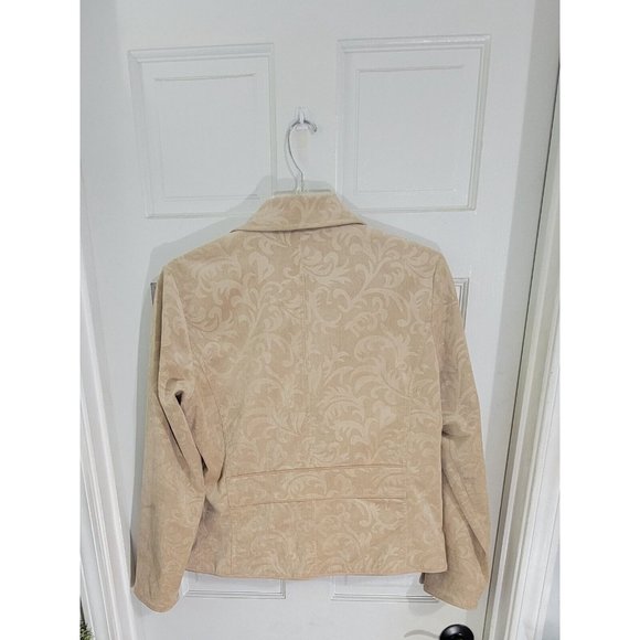 Chico's Womens Corduroy Cord Jacket Embossed Light Khaki w/ Front Pockets Size 2 - Picture 5 of 13